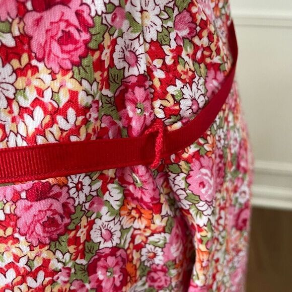 Vintage 90s City Triangles Floral Fit & Flare Spaghetti Strap Dress S 5 6 - Picture 5 of 9